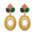 Aqua Garden - Botanical Gold Earrings With Aqua Drops - Infinity Jewelzz