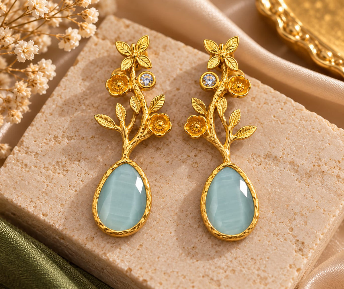 Midnight Line - Hammered Gold Rectangular Statement Earrings - Infinity Jewelzz