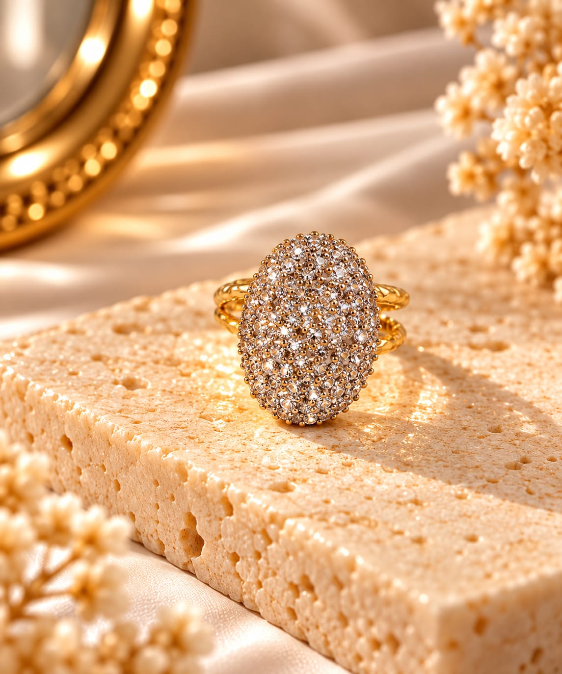 Celeste Crystal Ring – Paved Crystal Oval Statement Face - Infinity Jewelzz