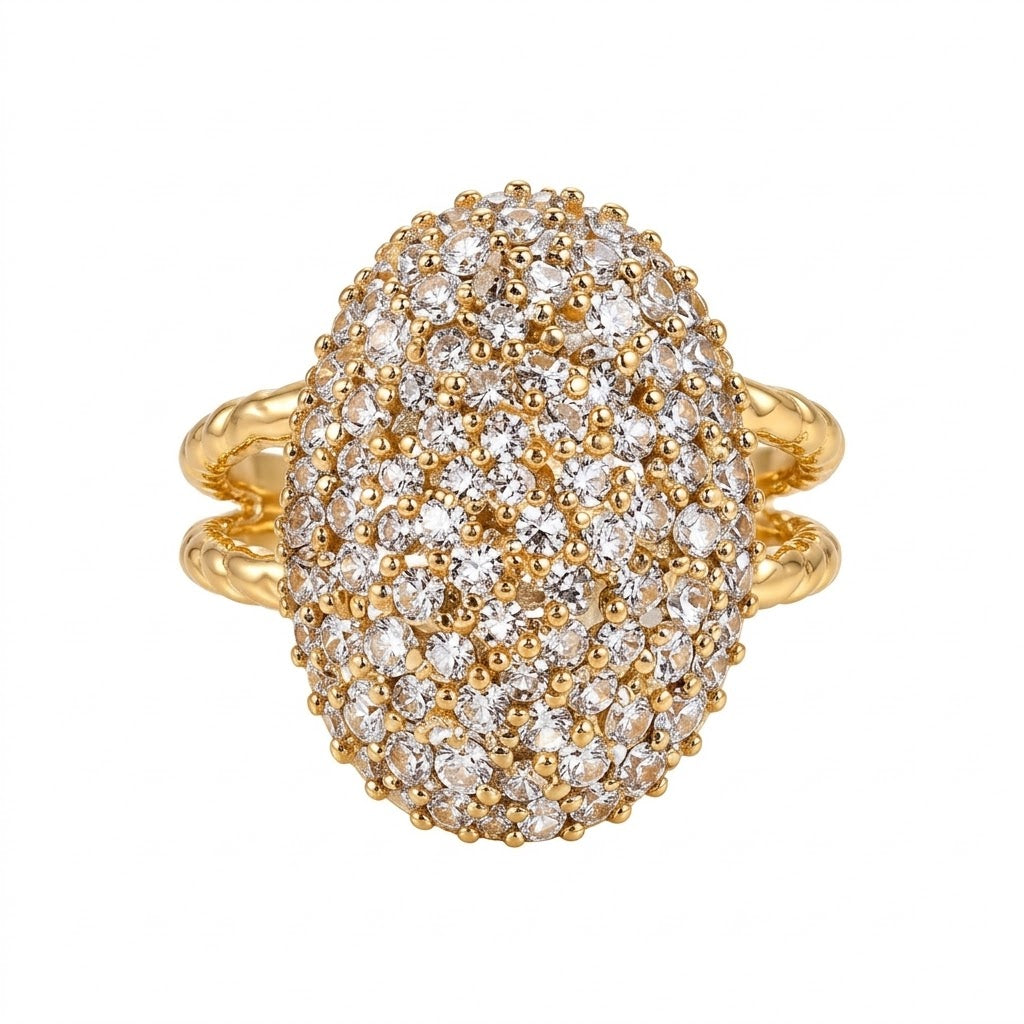 Celeste Crystal Ring – Paved Crystal Oval Statement Face - Infinity Jewelzz