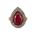 Crimson Teardrop Ring – Deep Red Pear-cut Statement Ring - Infinity Jewelzz