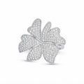 Crystal Bloom Ring — Silver Crystal-encrusted Floral Statement Ring