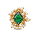 Emerald Royale Ring – Green Statement Stone with Pearl Detailing - Infinity Jewelzz