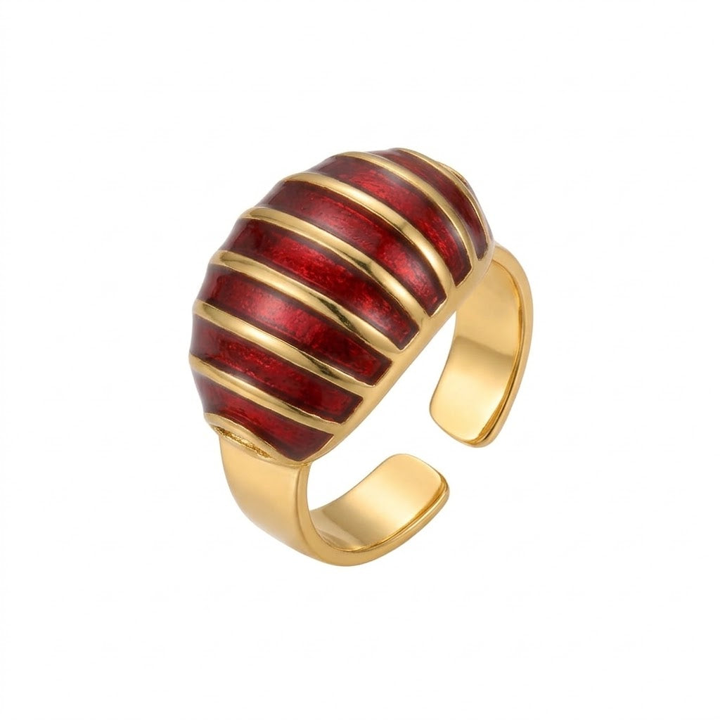 Gold Strip Ring – Striped Enamel Statement Ring - Infinity Jewelzz