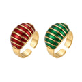 Gold Strip Ring – Striped Enamel Statement Ring - Infinity Jewelzz