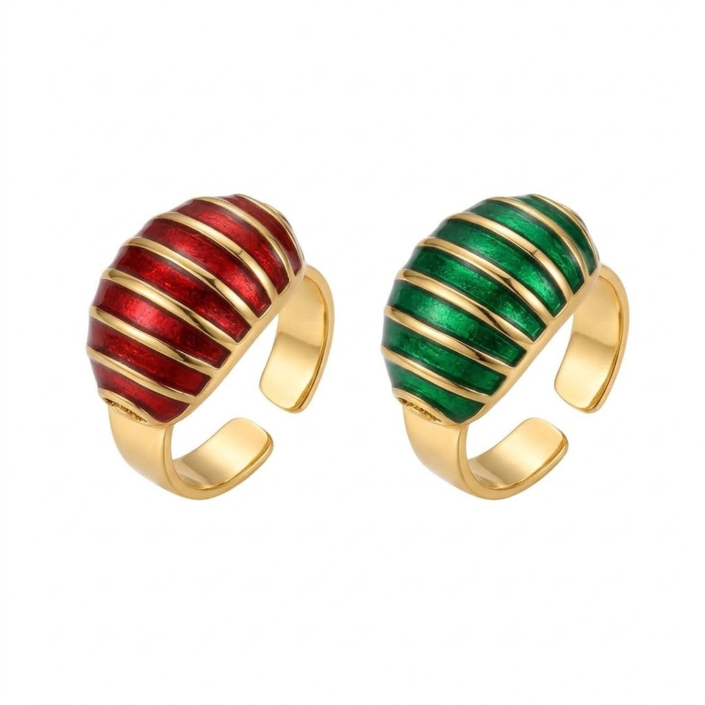 Gold Strip Ring – Striped Enamel Statement Ring - Infinity Jewelzz