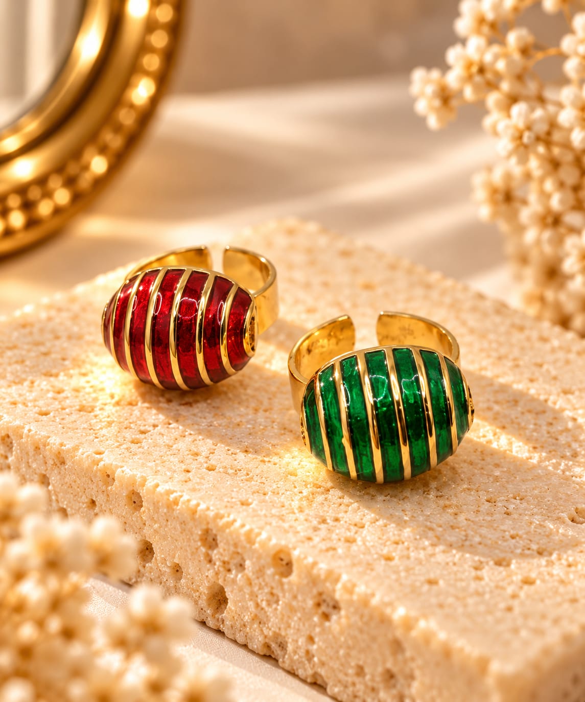 Gold Strip Ring – Striped Enamel Statement Ring - Infinity Jewelzz