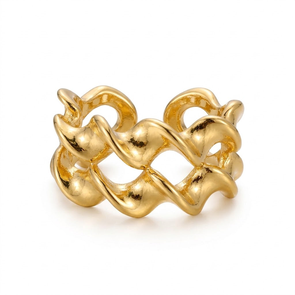 Gold Rush Ring – Sculpted Open-Work Gold Statement Ring - Infinity Jewelzz