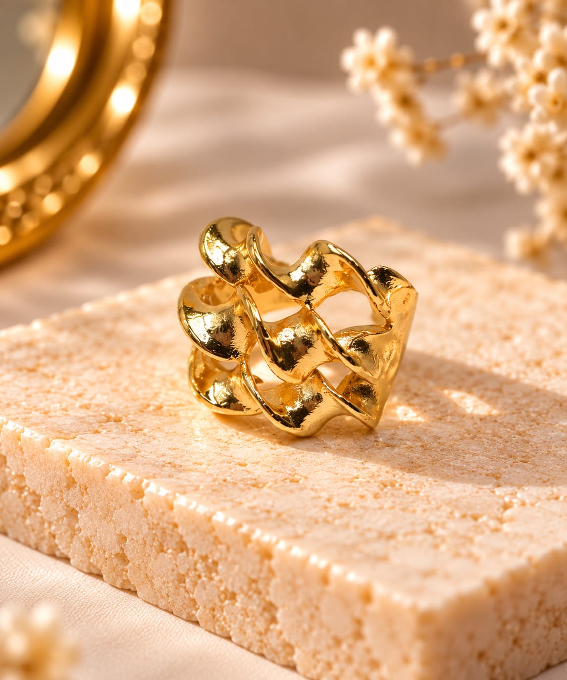 Gold Rush Ring – Sculpted Open-Work Gold Statement Ring - Infinity Jewelzz