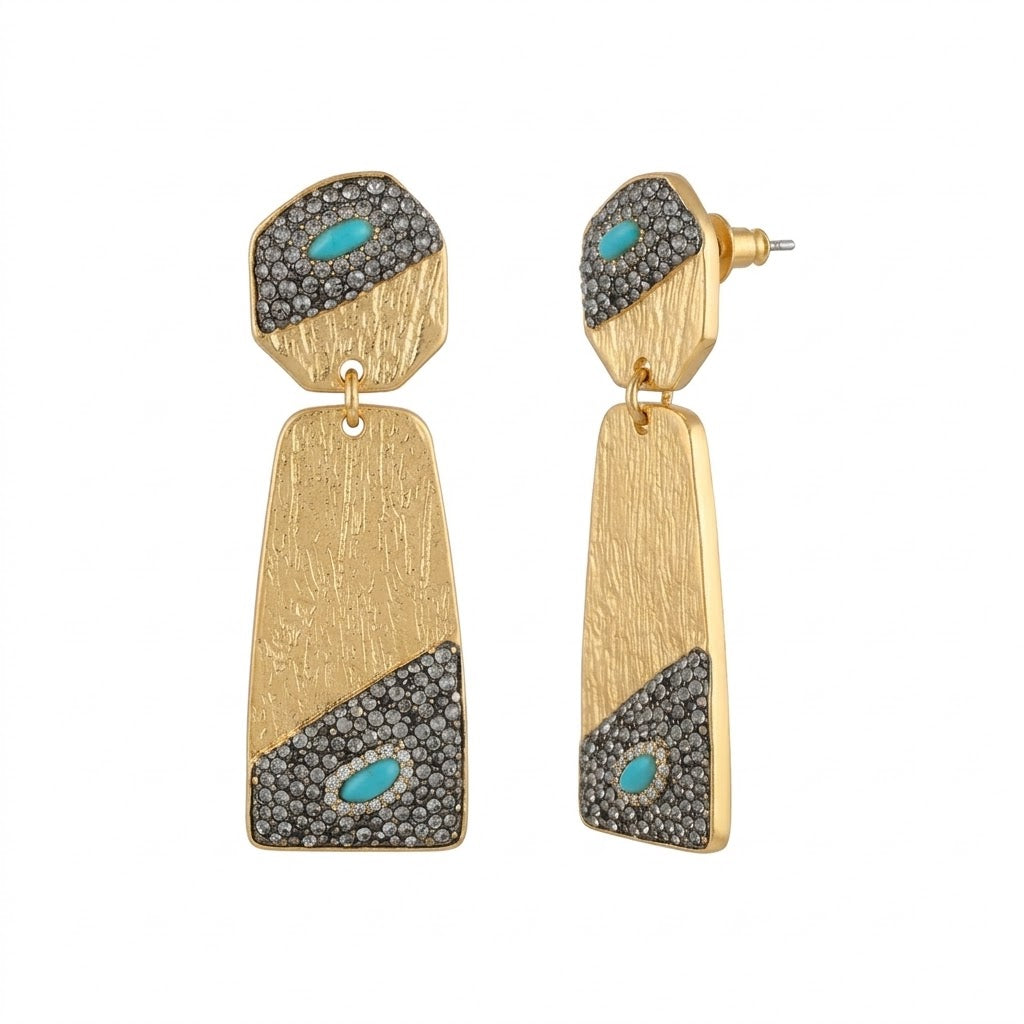 Santorini - Turquoise Geometric Drop Earrings