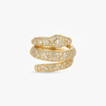 Serpentine Spark Ring - Gold Crystal-encrusted Wrap/Snake-style Ring
