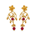 Ruby Vine - Botanical Gold Earrings With Ruby-red Drops - Infinity Jewelzz