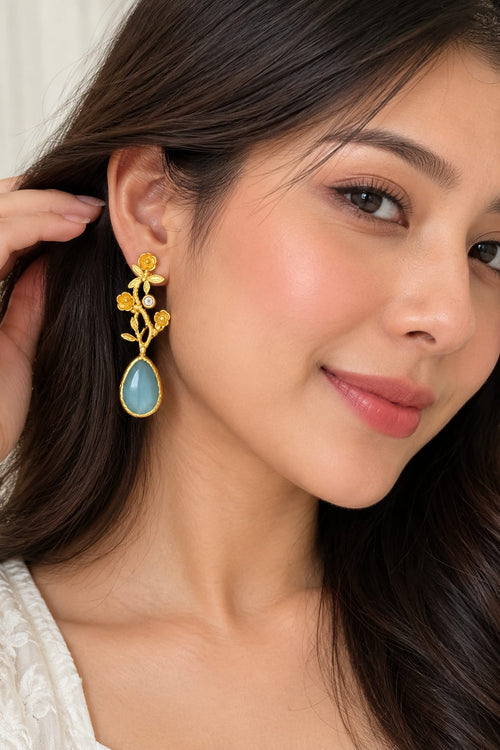 Midnight Line - Hammered Gold Rectangular Statement Earrings - Infinity Jewelzz